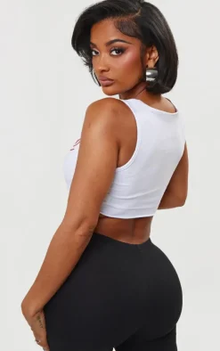 Shape White Cotton Hell Graphic Extreme Crop Top