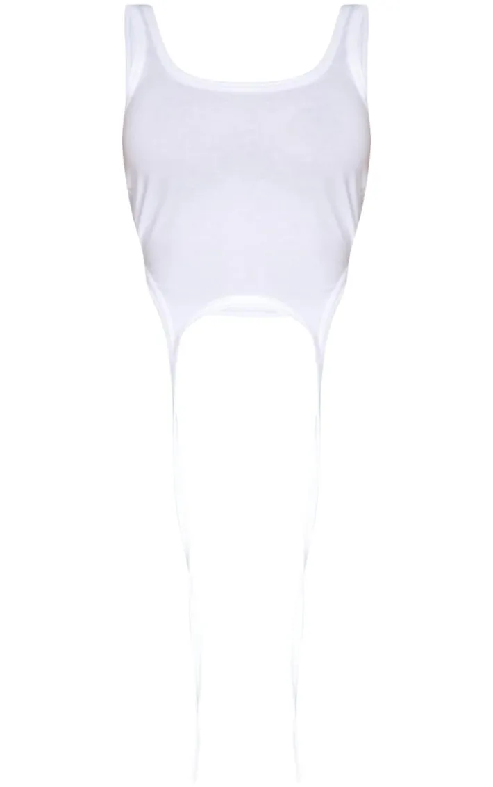 Shape White Cotton Sleeveless Crop Top