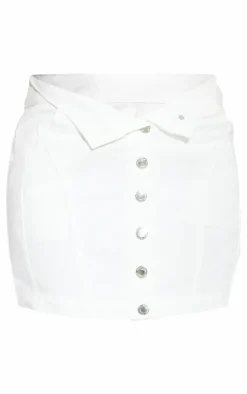 Shape White Denim Foldover Waist Mini Skirt