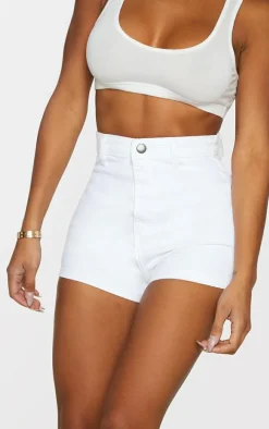 Shape White Disco Denim Mini Shorts