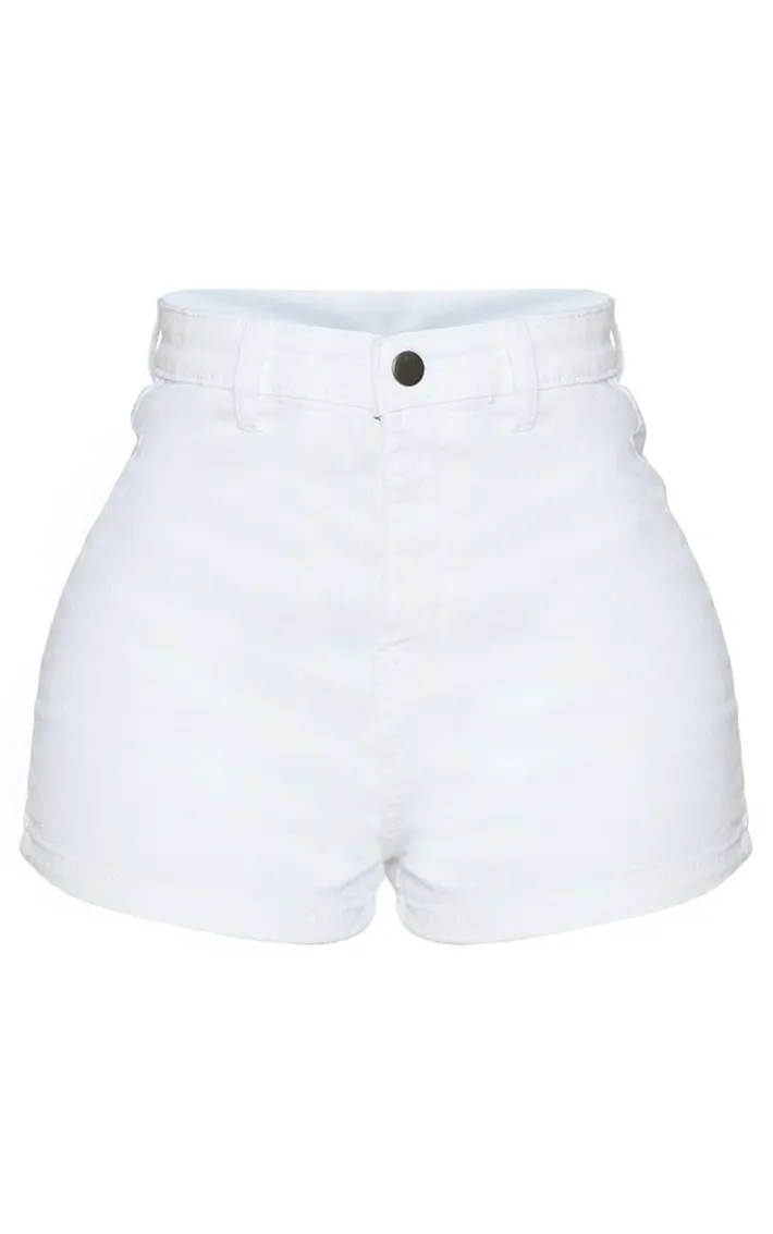 Shape White Disco Denim Mini Shorts