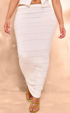 Shape White Knit Low Rise Maxi Skirt