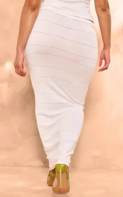 Shape White Knit Low Rise Maxi Skirt