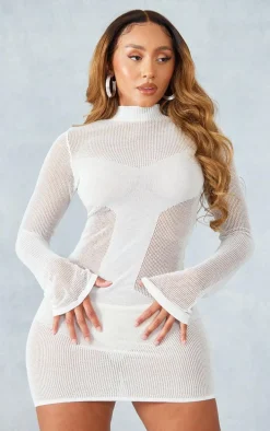 Shape White Knit Panel Detail Bodycon Dress
