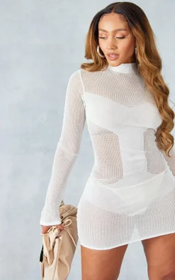 Shape White Knit Panel Detail Bodycon Dress