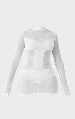 Shape White Knit Panel Detail Bodycon Dress