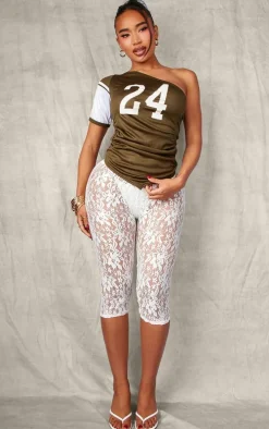Shape White Lace Capri Leggings
