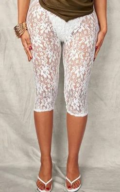 Shape White Lace Capri Leggings
