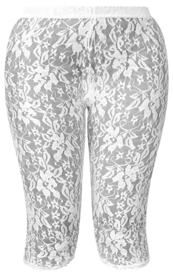 Shape White Lace Capri Leggings