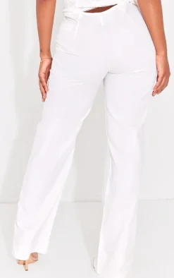 Shape White Lace Insert Woven Straight Leg Pants