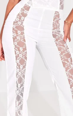 Shape White Lace Insert Woven Straight Leg Pants