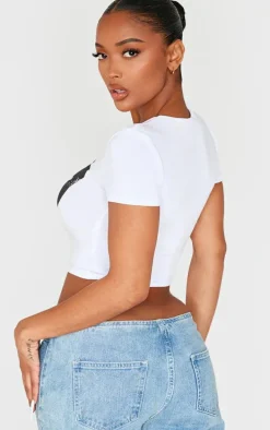 Shape White Lips Graphic Cropped Baby Tee