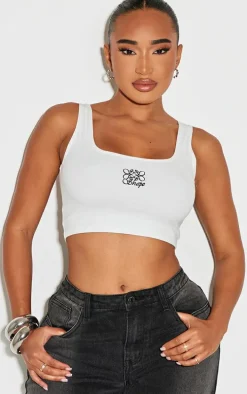 Shape White Logo Crop Top