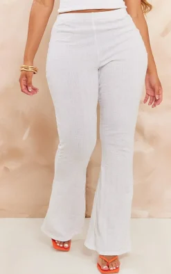 Shape White Rib High Waist Flare Pants