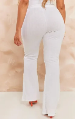Shape White Rib High Waist Flare Pants