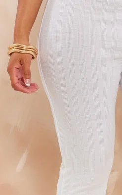 Shape White Rib High Waist Flare Pants