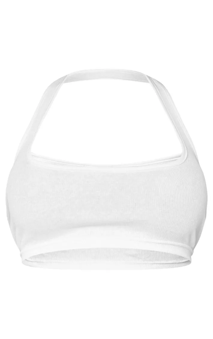 Shape White Ribbed Halterneck Bralet