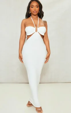 Shape White Ring Detail Cut Out Maxi Dress