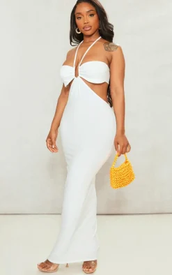 Shape White Ring Detail Cut Out Maxi Dress