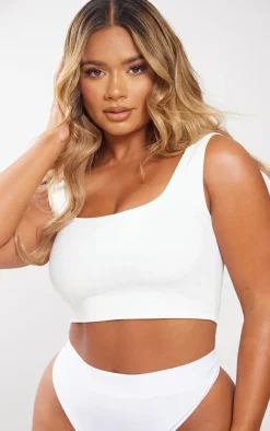Shape White Sculpted Scoop Neck Crop Top