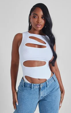 Shape White Sculpted Slash Front Bodysuit