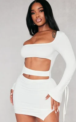 Shape White Sculpted Square Neck Cut Out Mini Dress