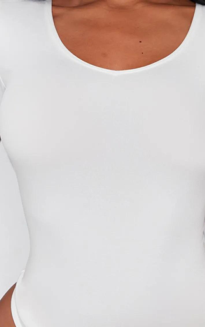 Shape White Sculpted V Neck Short Sleeve Bodysuit