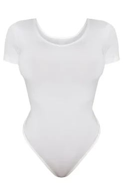 Shape White Sculpted V Neck Short Sleeve Bodysuit