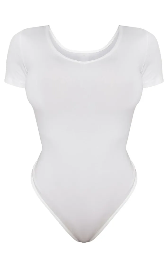 Shape White Sculpted V Neck Short Sleeve Bodysuit