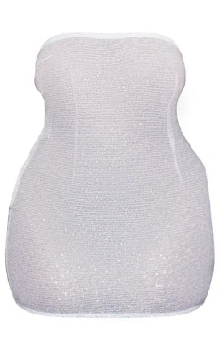 Shape White Sequin Bandeau Bodycon Dress