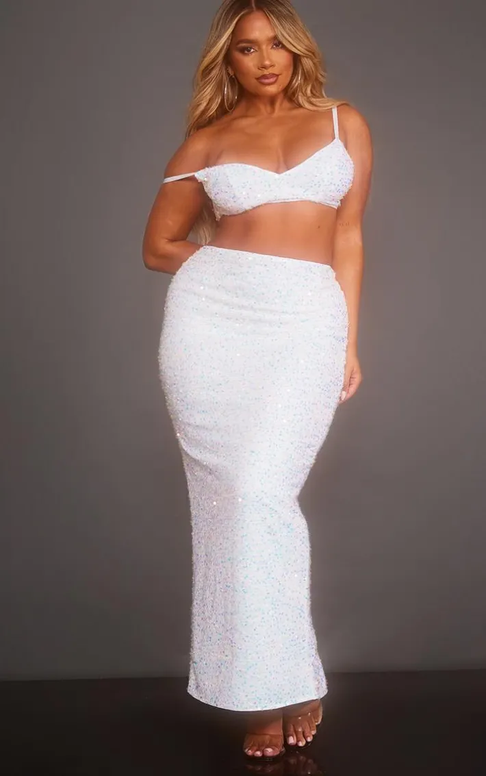 Shape White Sequin Bralet