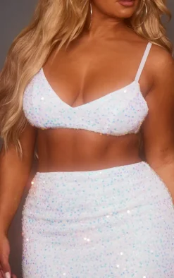 Shape White Sequin Bralet