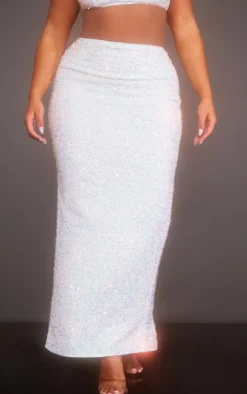 Shape White Sequin Maxi Skirt