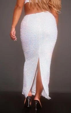 Shape White Sequin Maxi Skirt