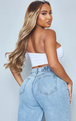 Shape White Slinky Cut Out Asymmetric Crop Top