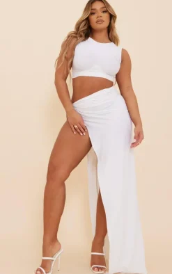 Shape White Slinky Extreme Knot Maxi Skirt
