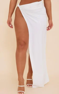 Shape White Slinky Extreme Knot Maxi Skirt