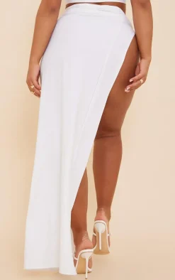 Shape White Slinky Extreme Knot Maxi Skirt