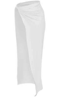 Shape White Slinky Extreme Knot Maxi Skirt