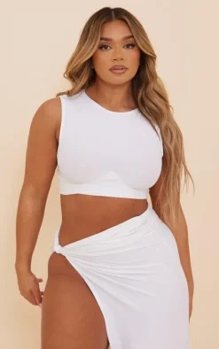 Shape White Slinky Racer Crop Top