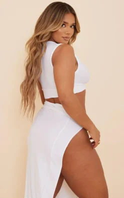 Shape White Slinky Racer Crop Top