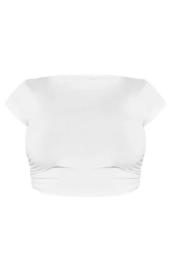 Shape White Slinky Ruched Side T Shirt