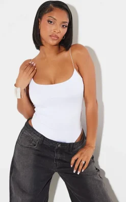 Shape White Slinky Spaghetti Strap Bodysuit