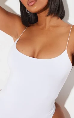 Shape White Slinky Spaghetti Strap Bodysuit