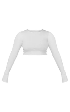 Shape White Soft Rib Long Sleeve Top