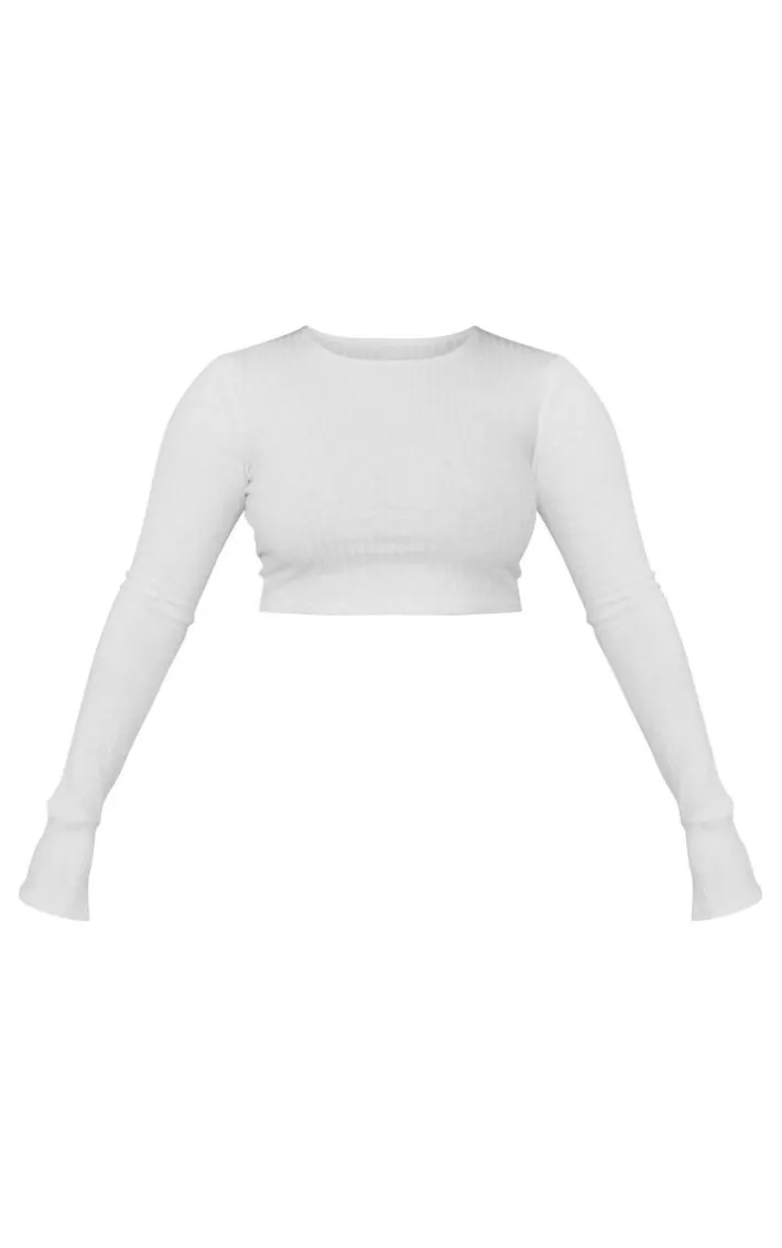 Shape White Soft Rib Long Sleeve Top