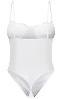 Shape White Stretch Woven Lace Cup Bodysuit