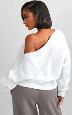 Shape White Sweat Raw Edge Slouch Sweatshirt