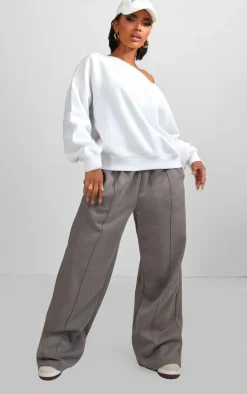 Shape White Sweat Raw Edge Slouch Sweatshirt