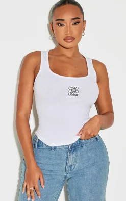 Shape White Swirl Logo Ribbed Longline Vest Top